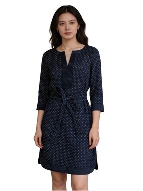 Ann Taylor Navy Polka Dot Dress – Size Small I-0338